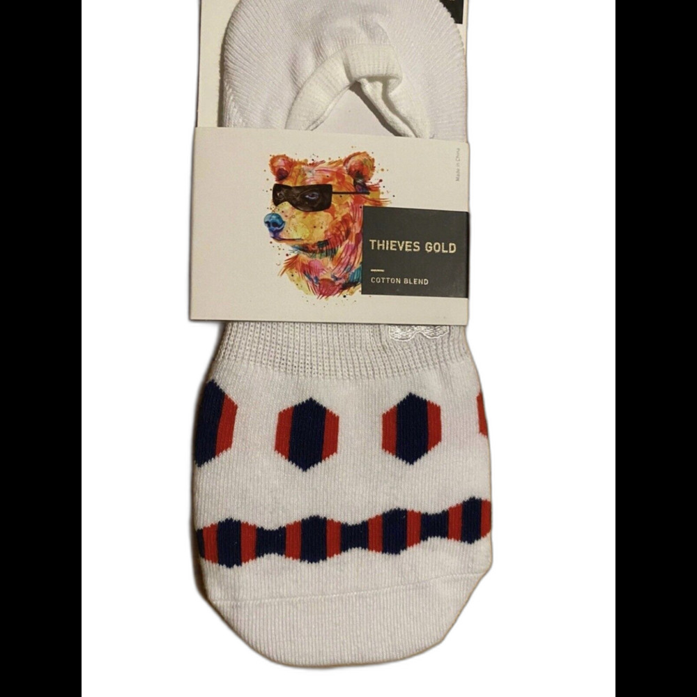 Pair of Thieves Men's No Show Socks  Size 8-12 1 Pair Cotton Blend White Navy